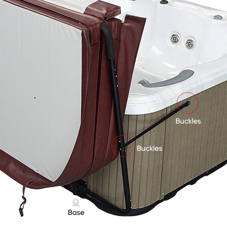 Aluminum Spa Cover Lifter: 2-Step Operation, Dual Buckles & Space-Saving Design factory