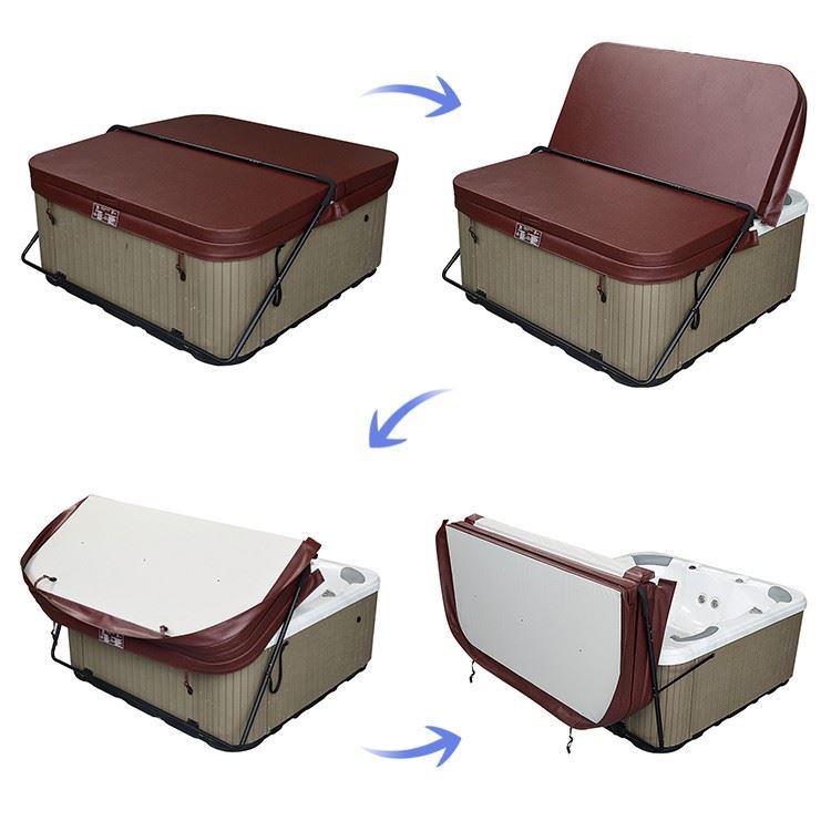 Aluminum Spa Cover Lifter: 2-Step Operation, Dual Buckles & Space-Saving Design best